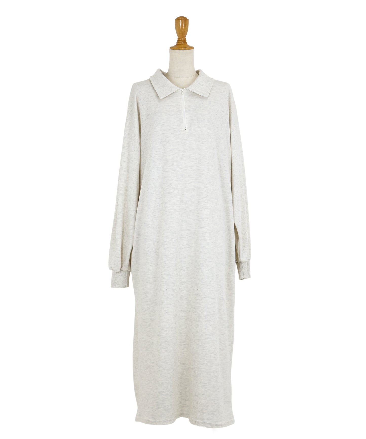 ハーフジップスウェットワンピース