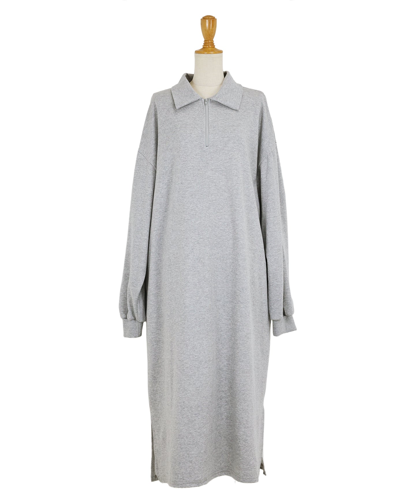 ハーフジップスウェットワンピース