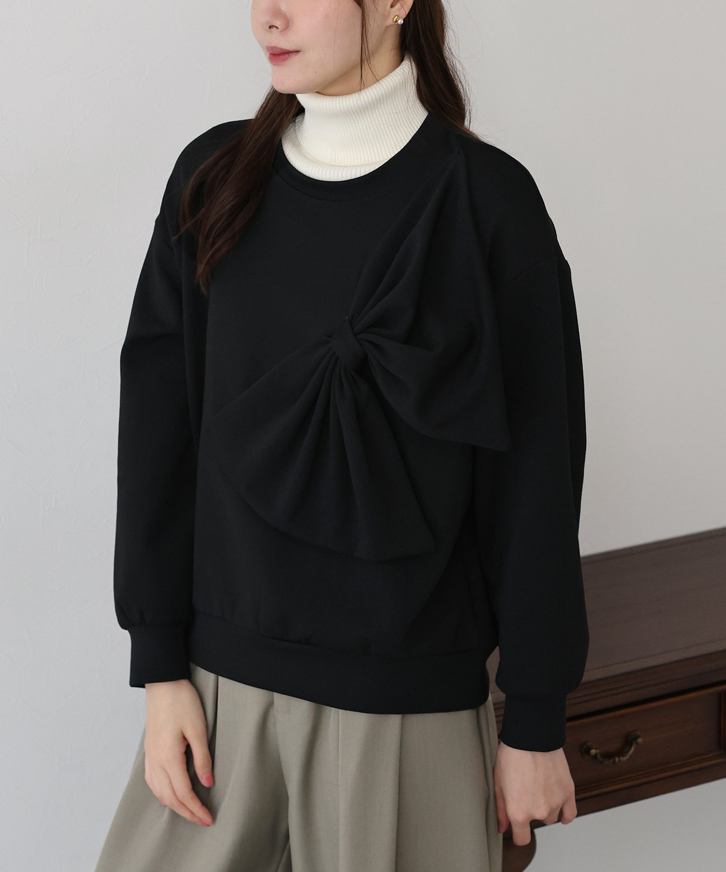 リボンスウェットトップス