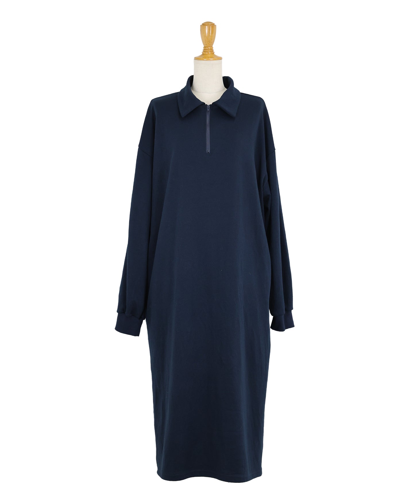 ハーフジップスウェットワンピース