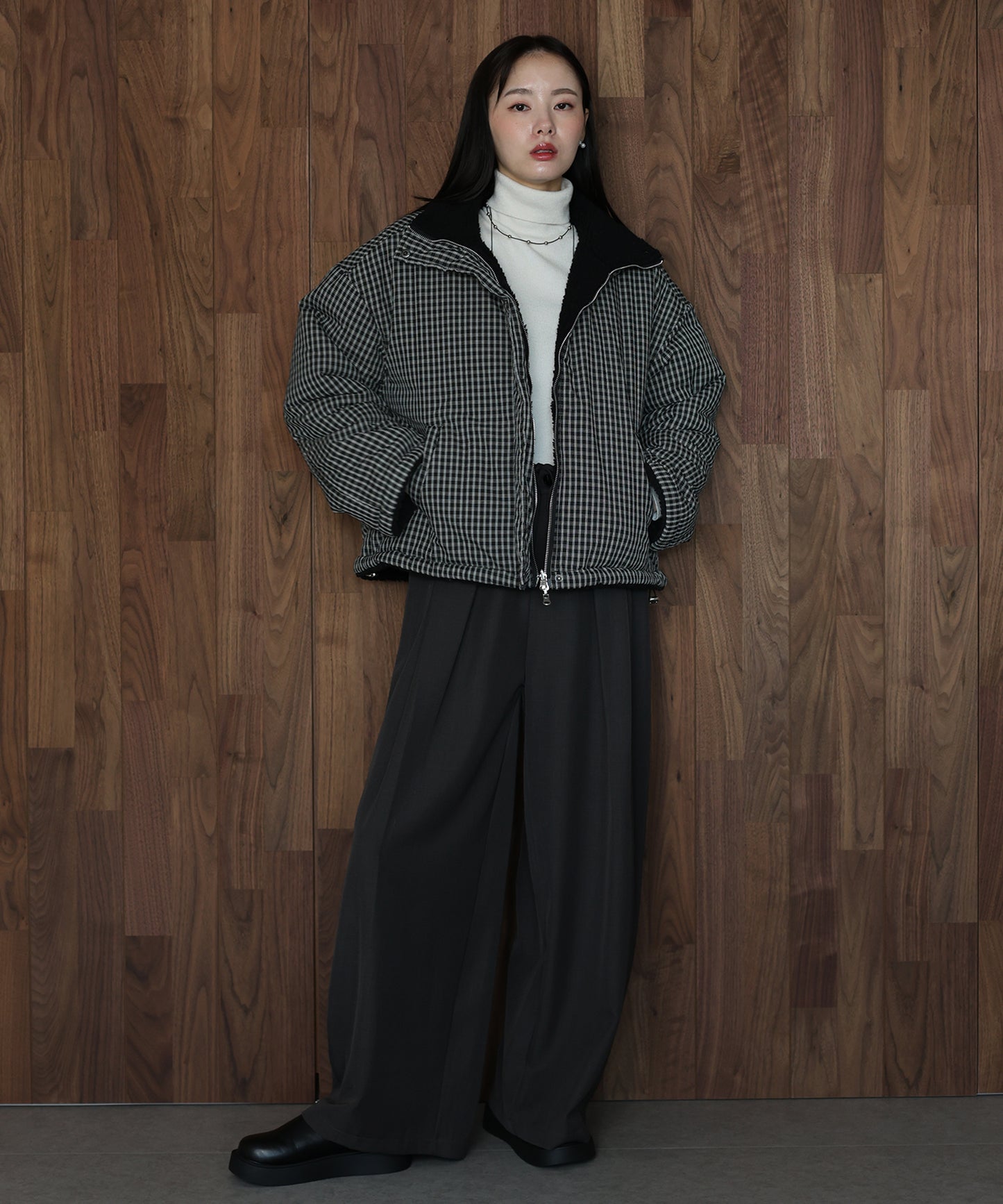 【早割5％OFF】2WAYボアチェックダウンジャケット