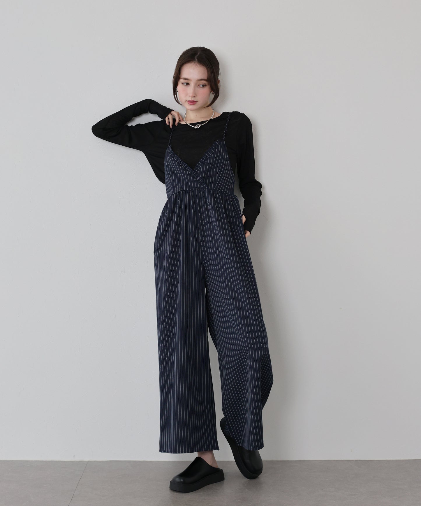 【早割5％OFF】[ J by blue ]ピンストライプフリルサロペット