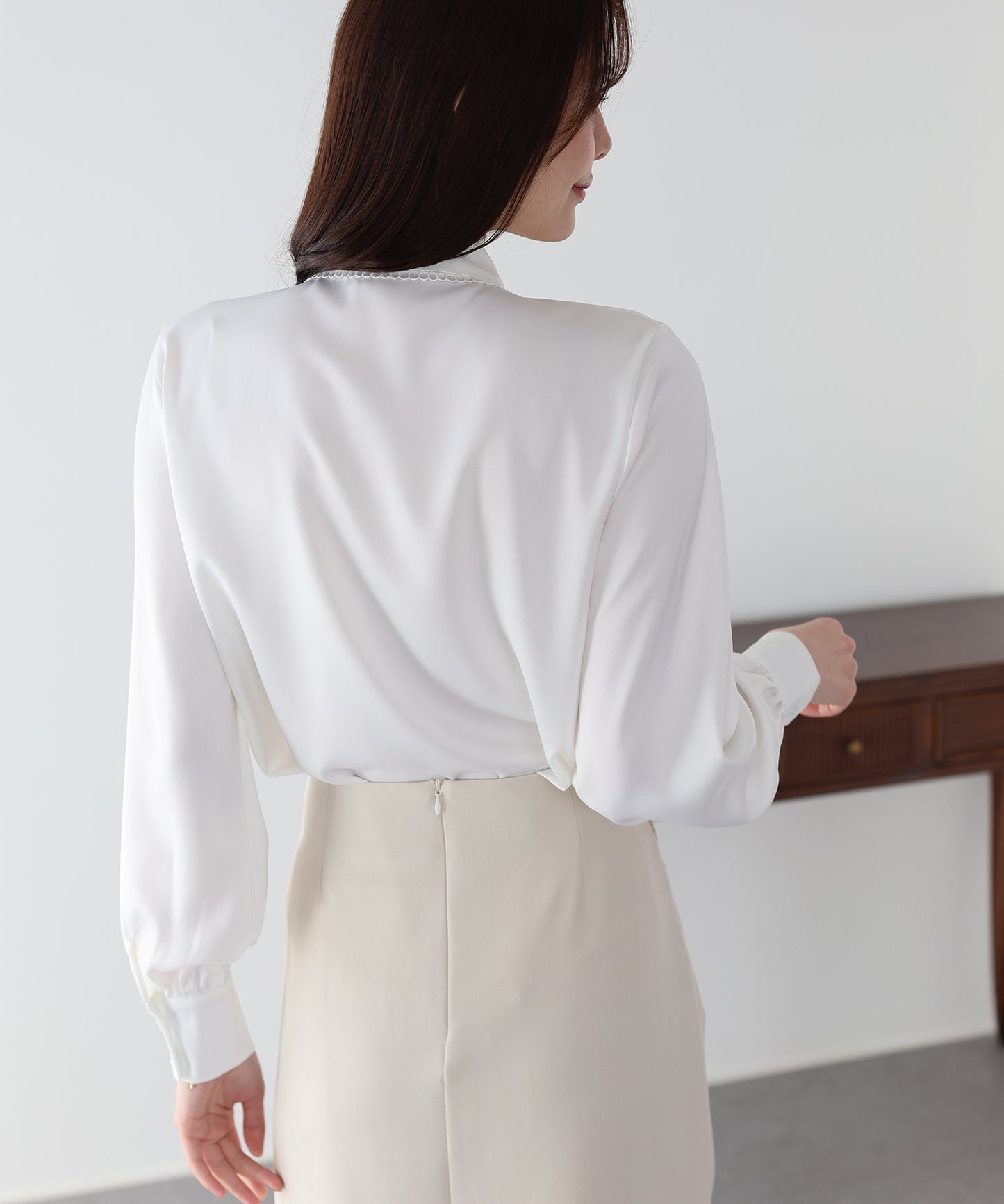 レーストリムリボンブラウス【ネコポス】