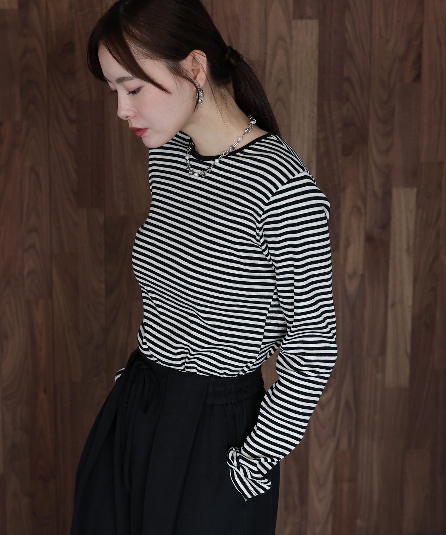 リブボーダーTシャツ【ネコポス】