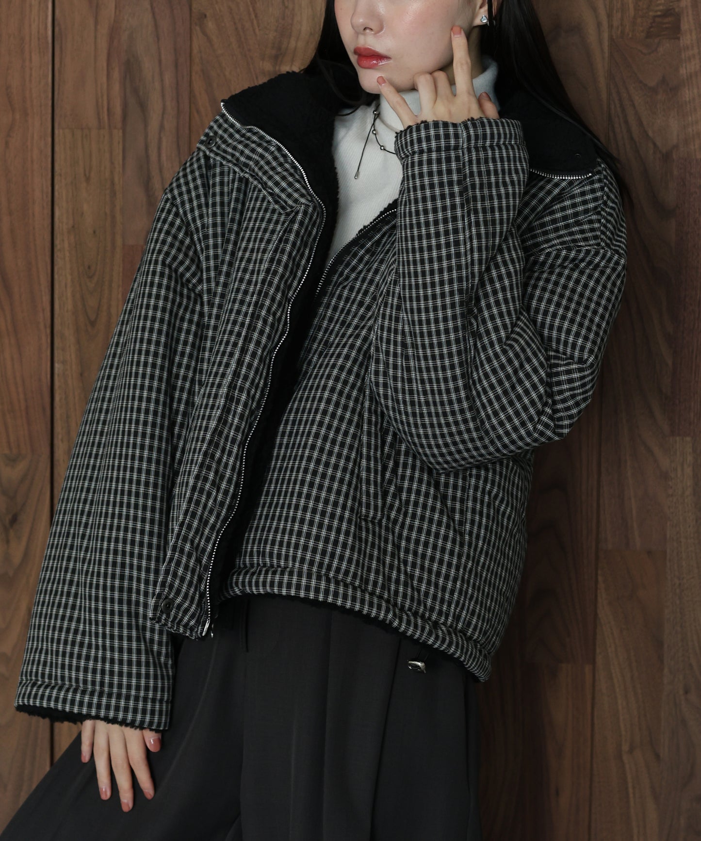 【早割5％OFF】2WAYボアチェックダウンジャケット