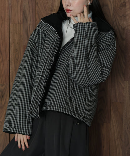 2WAYボアチェックダウンジャケット