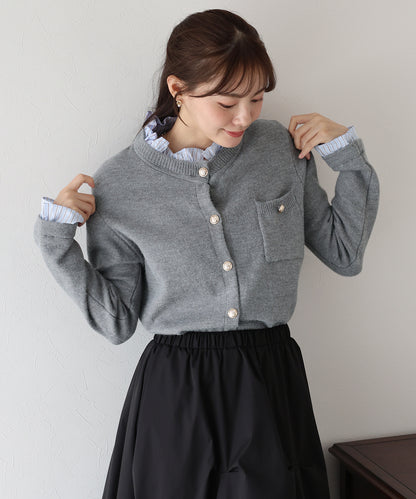 フリルシャツ襟カーディガン