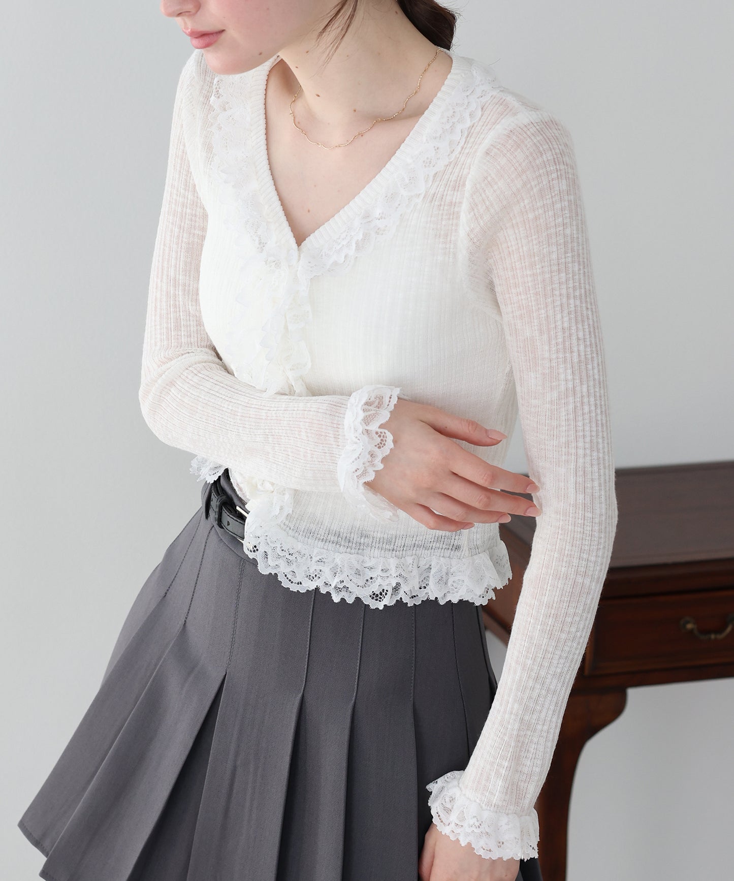 【早割5％OFF】レースフリルカーディガン【ネコポス】