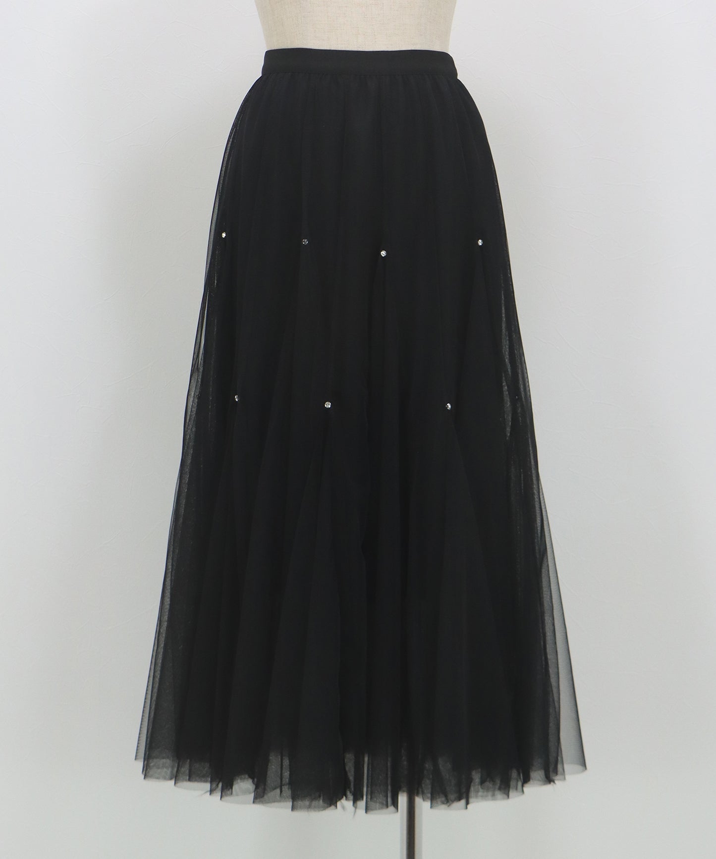 ビジュー付きチュールスカート