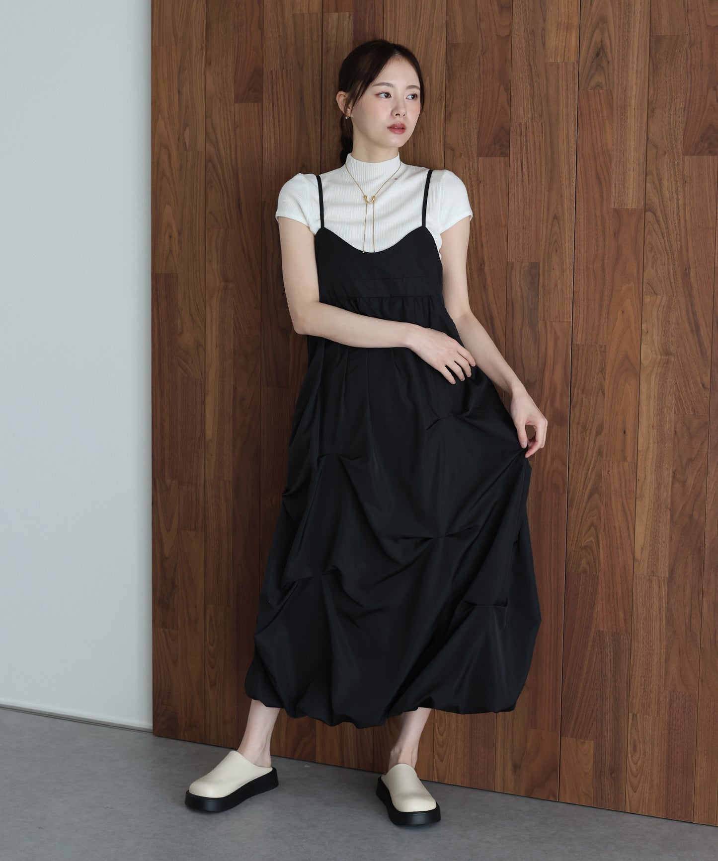 ランダムタックバルーンキャミワンピース