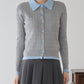 ハートボタンポロ襟カーディガン