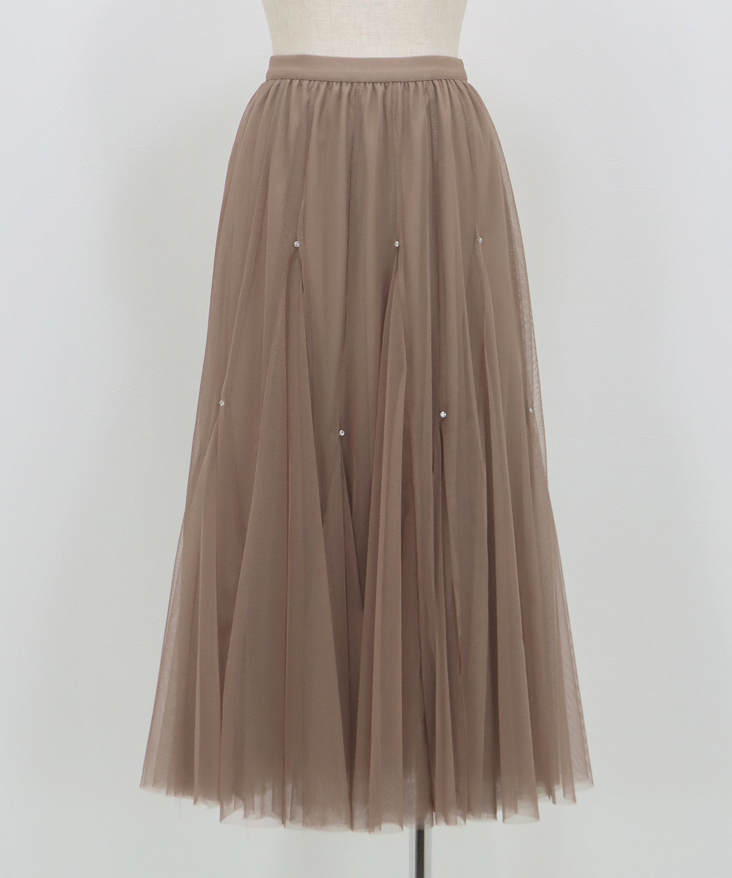 ビジュー付きチュールスカート