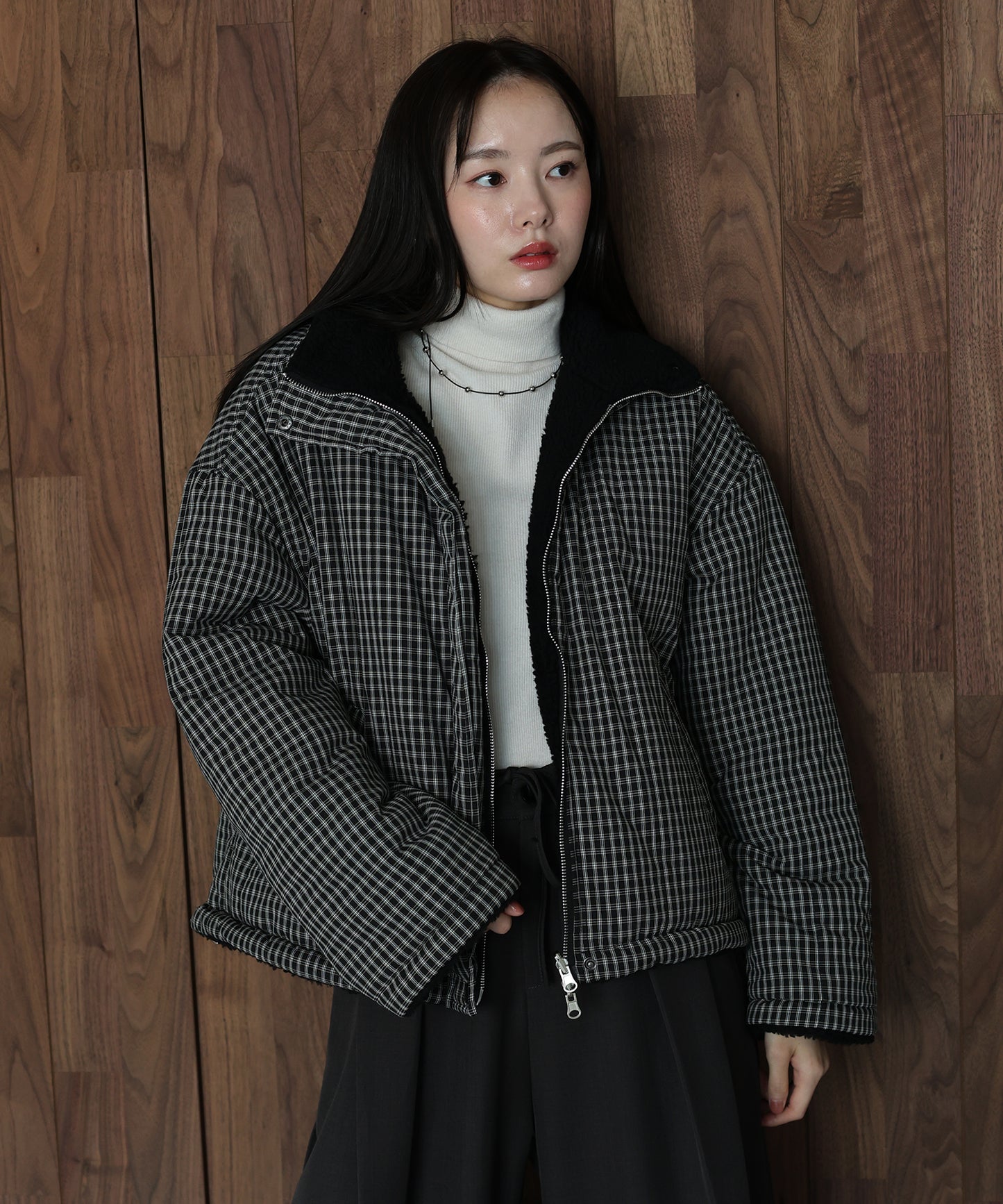 【早割5％OFF】2WAYボアチェックダウンジャケット