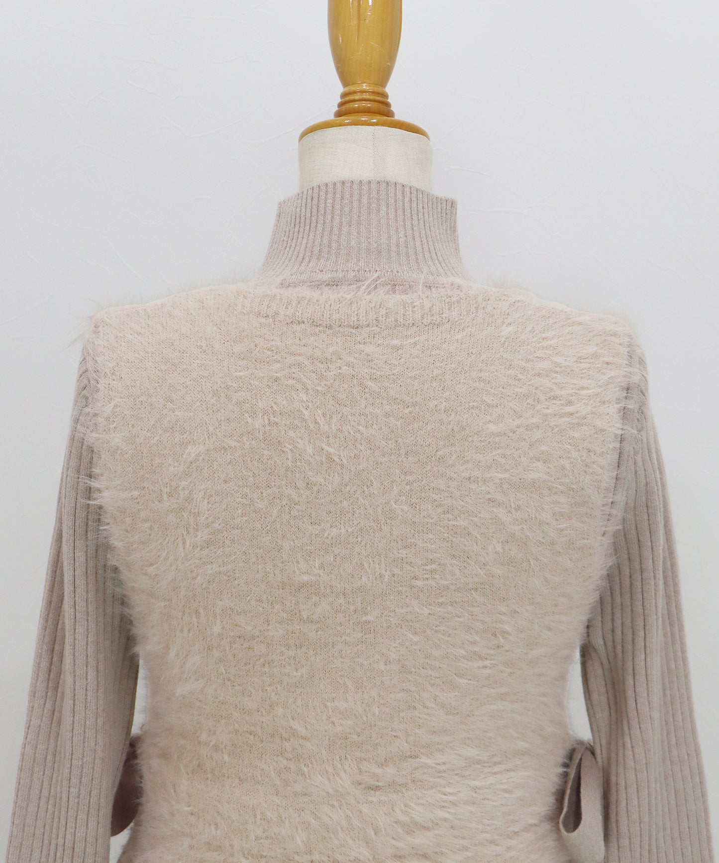 サイドリボンペプラムシャギーベスト＆ニットワンピース セット