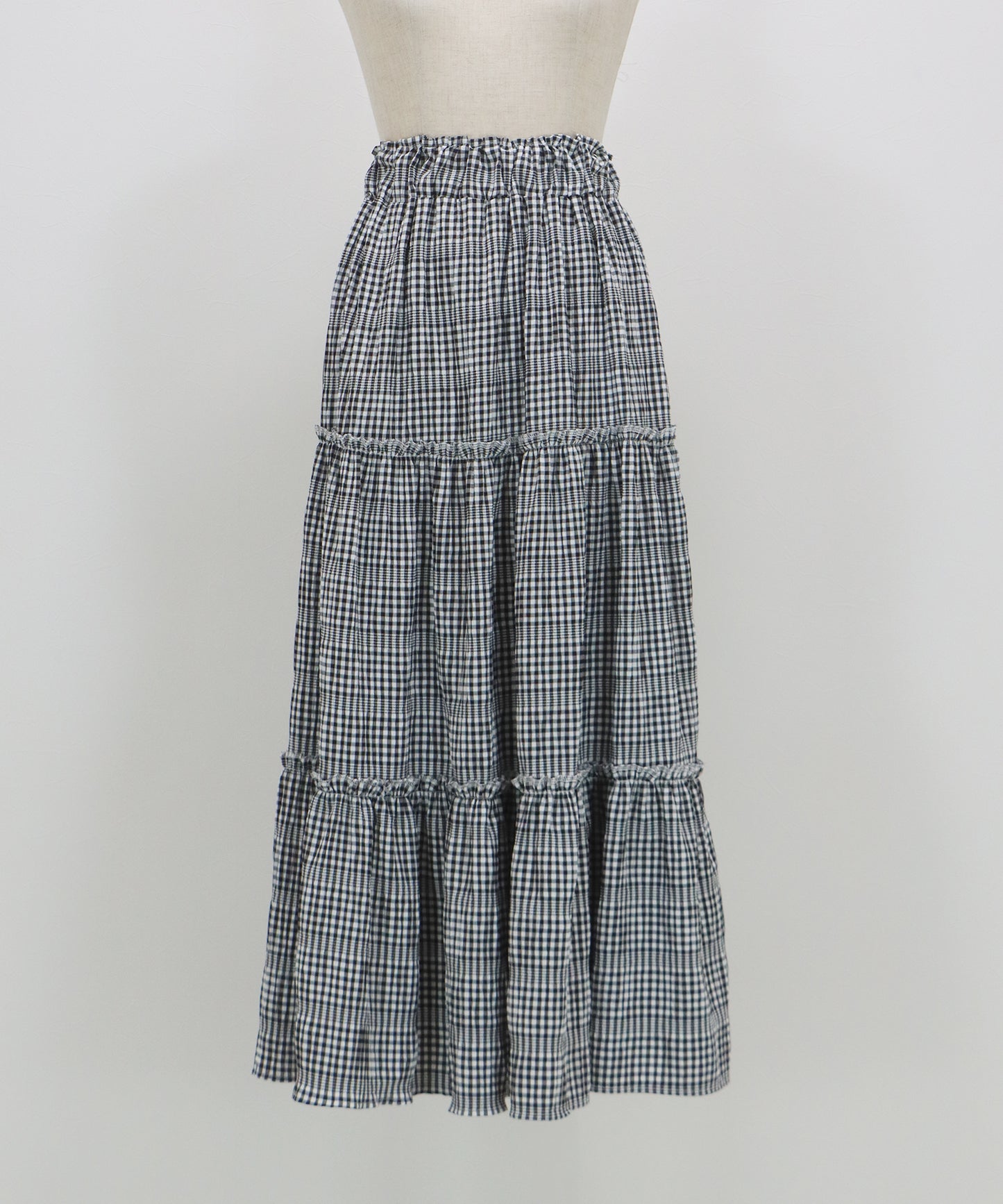 【早割5％OFF】ギンガムチェックティアードスカート