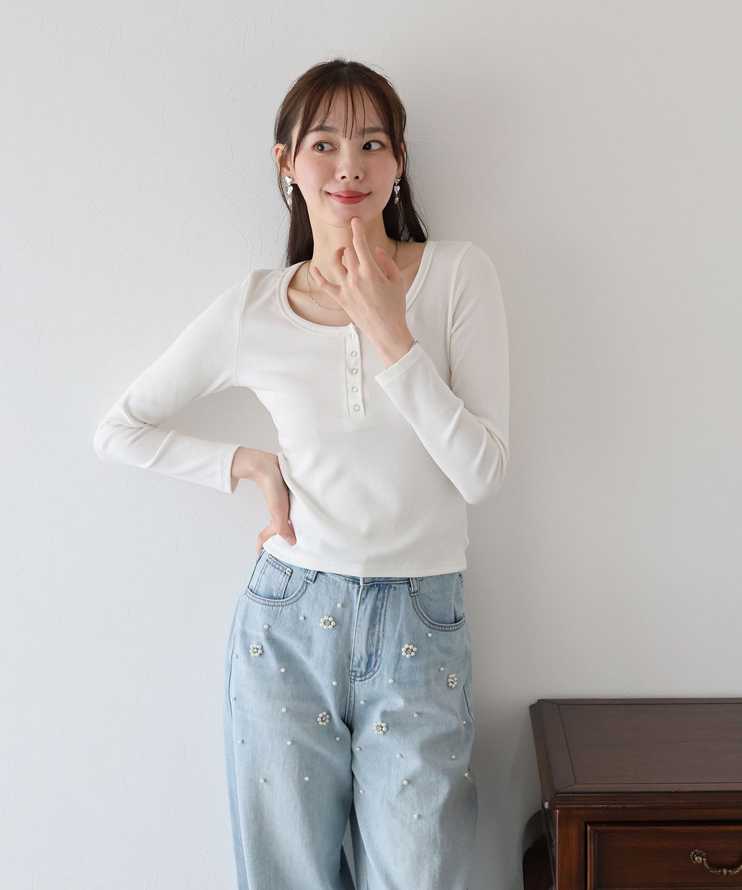 【TIME SALE】ヘンリーネック長袖Tシャツ【ネコポス】