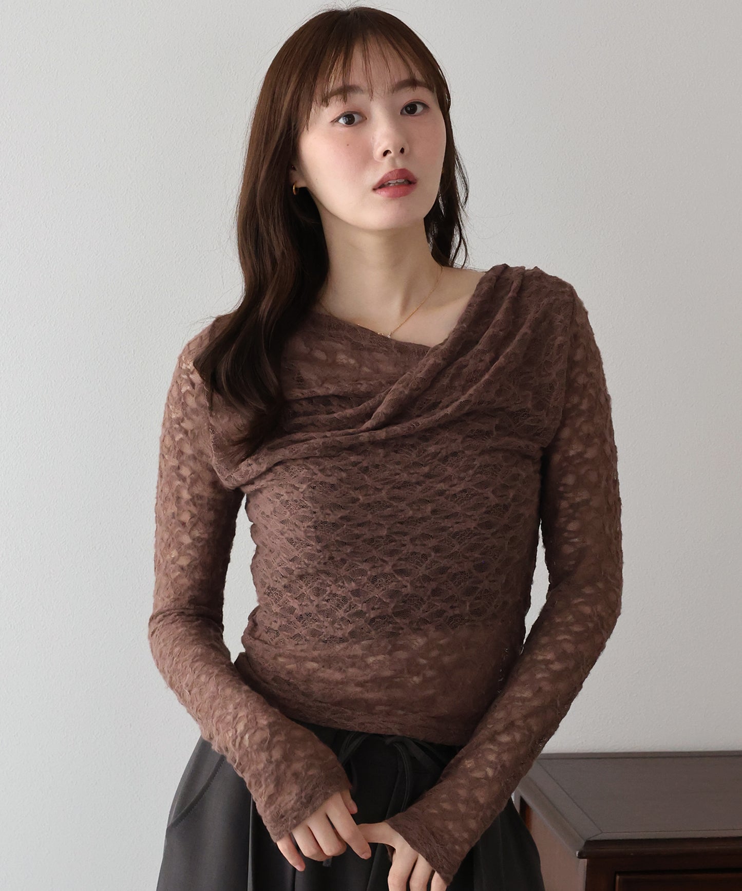 【早割5％OFF】レースドレープカットソー【メール便】