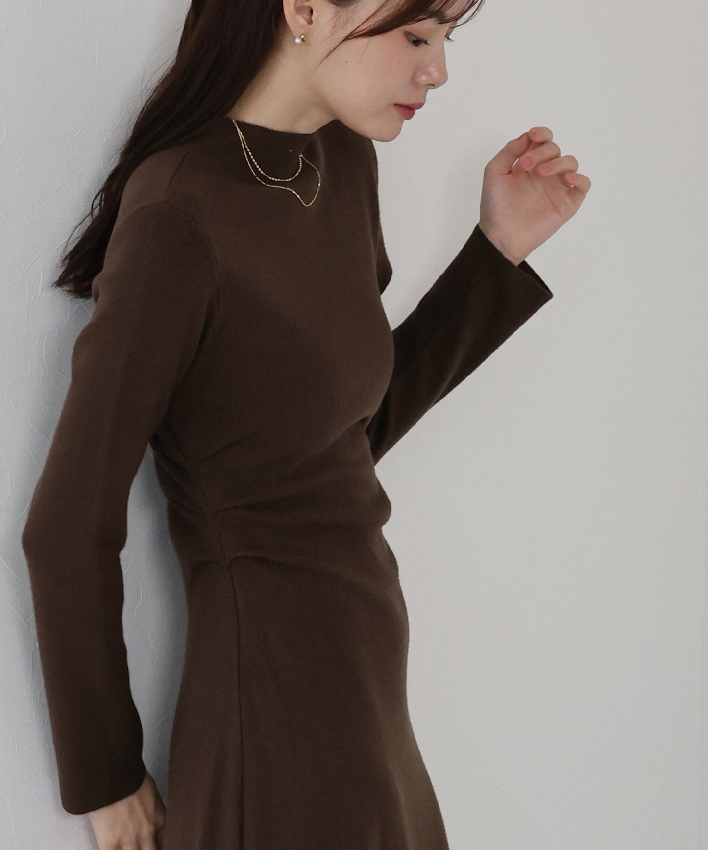 サイドタックニットワンピース