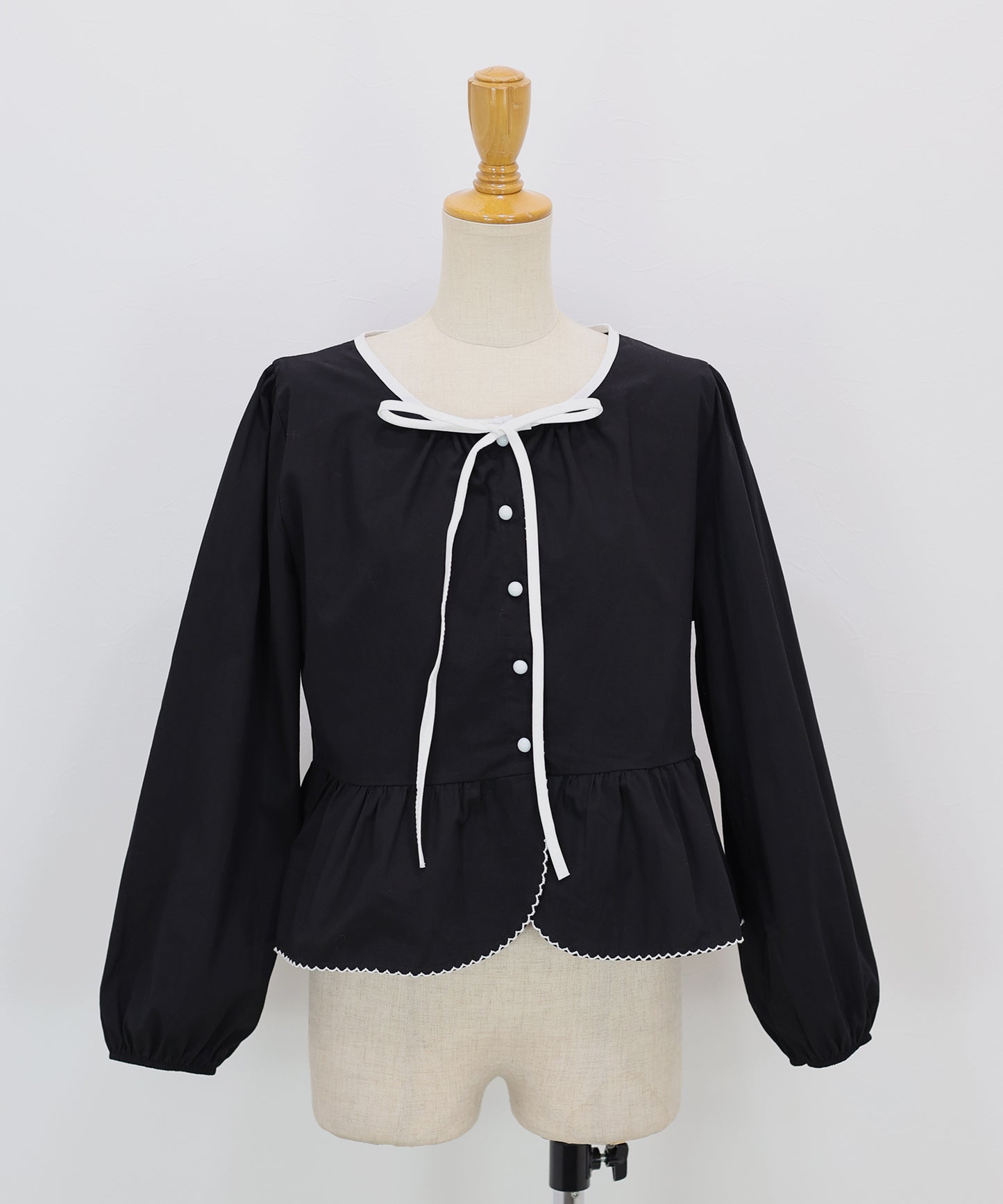 バイカラーリボンペプラムブラウス【ネコポス】