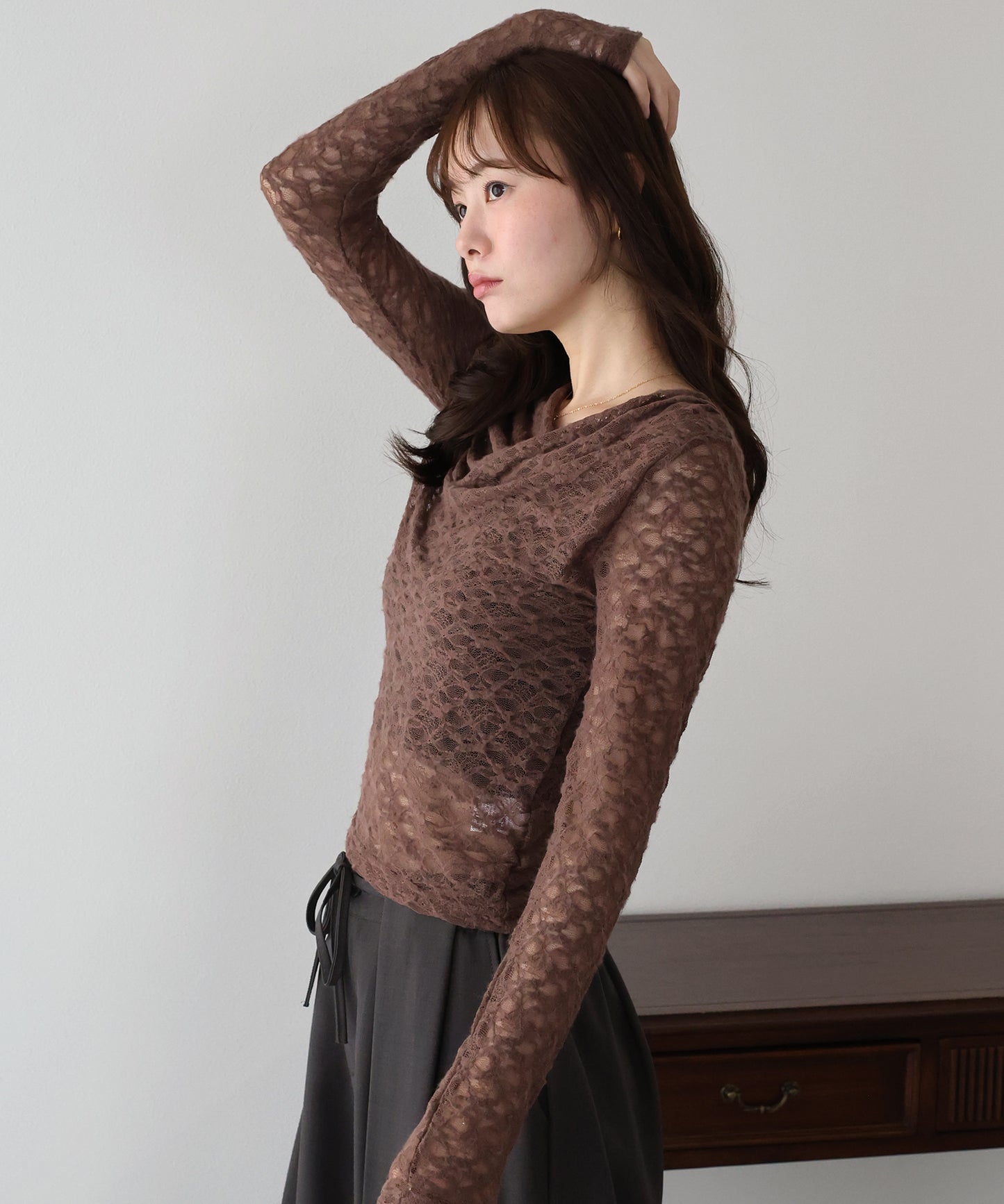 【早割5％OFF】レースドレープカットソー【メール便】