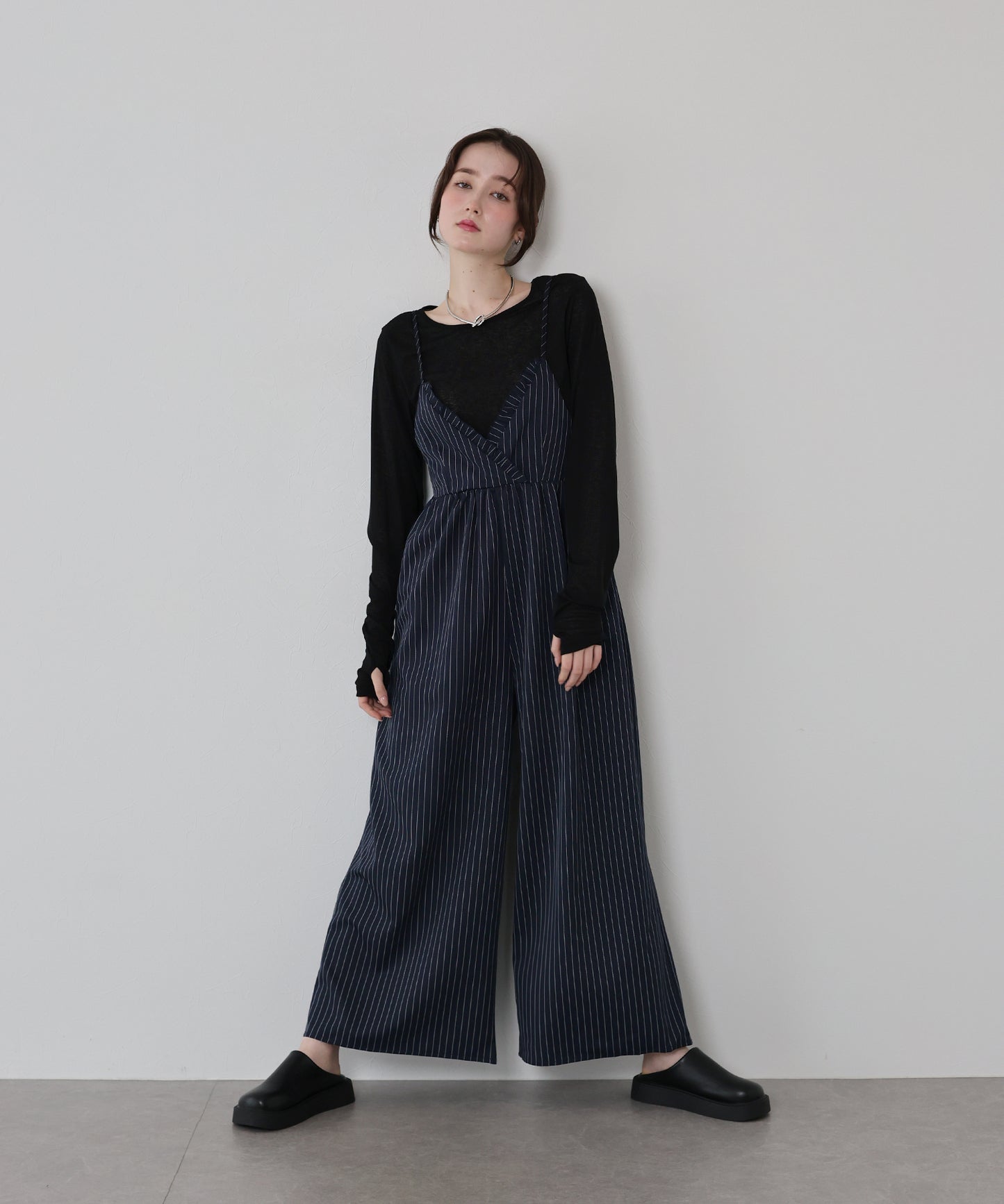 【早割5％OFF】[ J by blue ]ピンストライプフリルサロペット