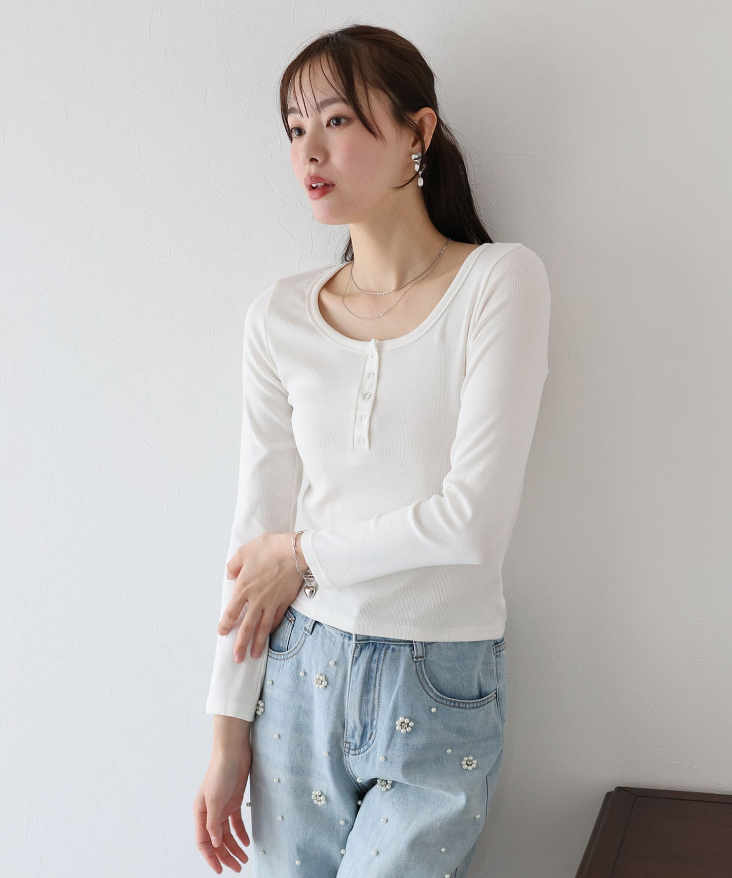 【TIME SALE】ヘンリーネック長袖Tシャツ【ネコポス】