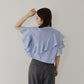 【新商品限定5％OFF（木）】[J by blue] 半袖フリルシャツ