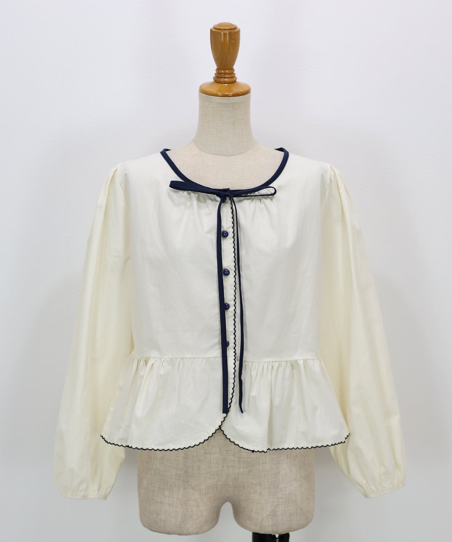 バイカラーリボンペプラムブラウス【ネコポス】