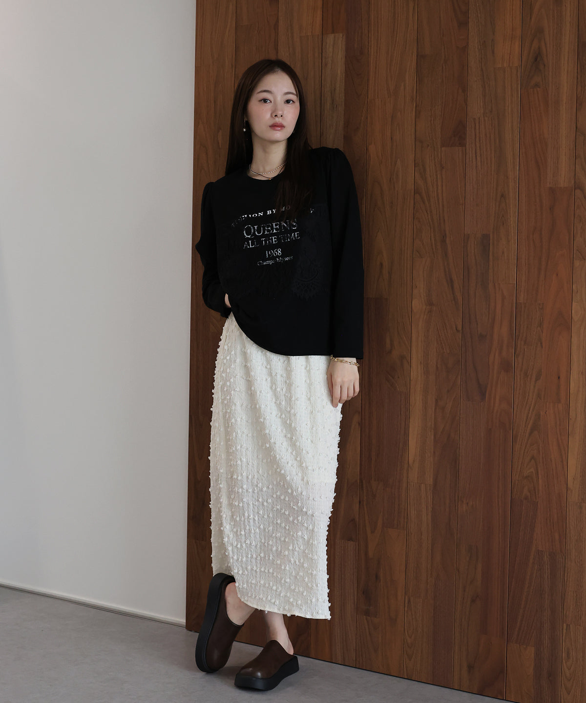 ロングスリーブレースドッキングロゴTシャツ【メール便】