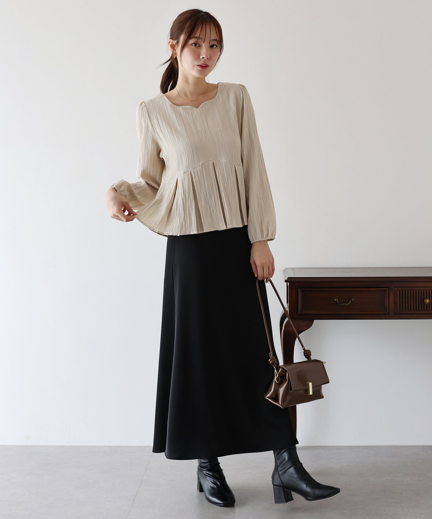 ハートネックプリーツブラウス【ネコポス】