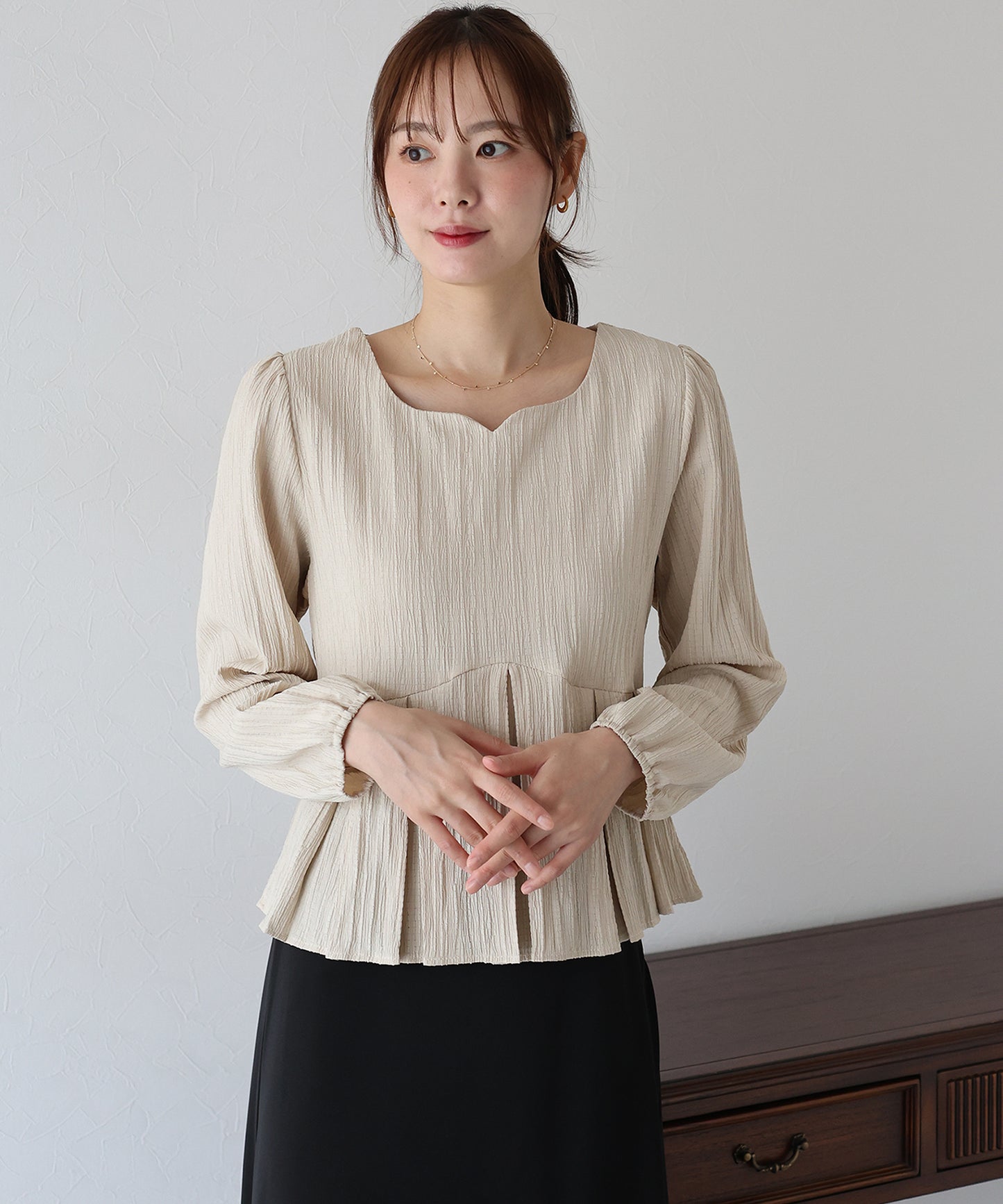 ハートネックプリーツブラウス【ネコポス】