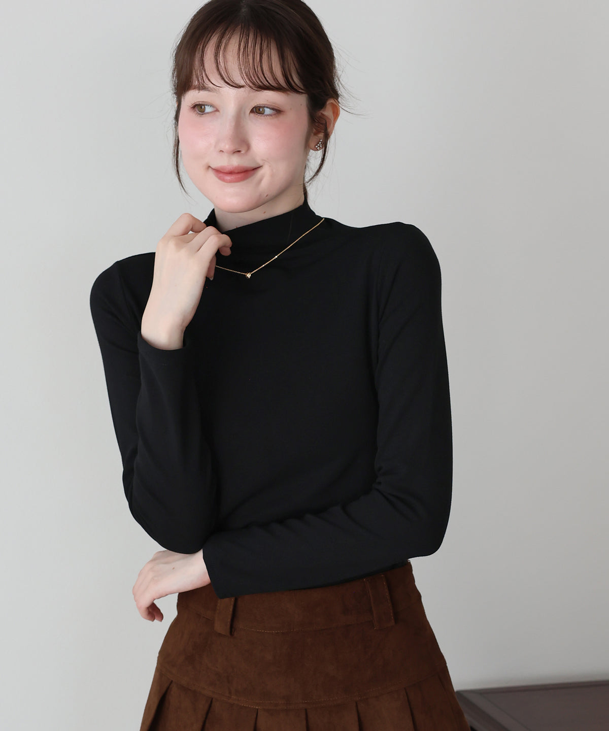 【早割5％OFF】裏起毛モックネックロングTシャツ【メール便】