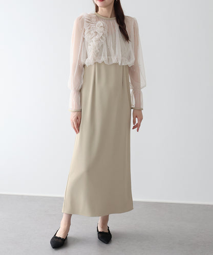 【早割5％OFF】パールブラウスセットドレス