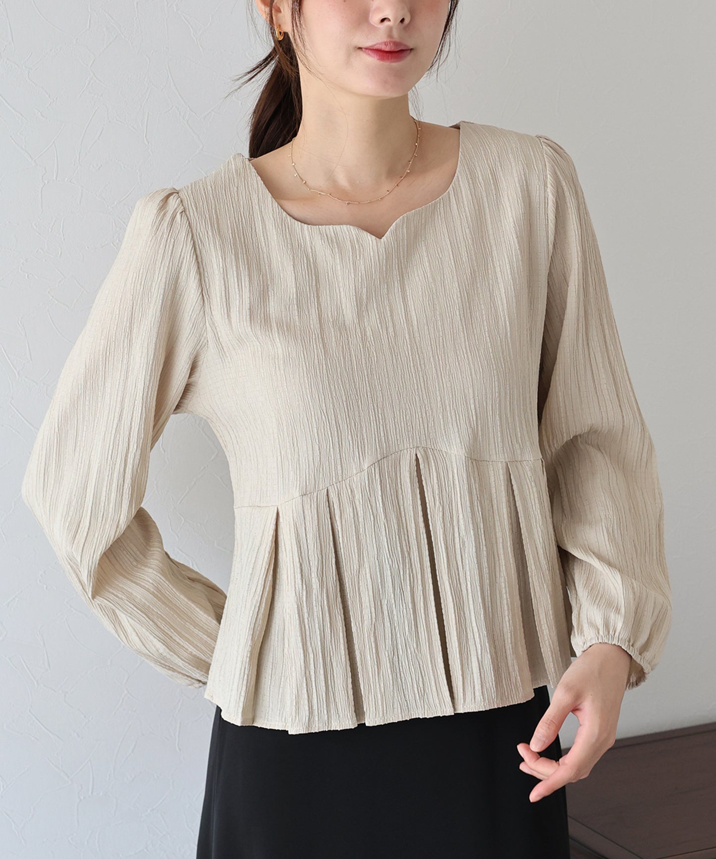 ハートネックプリーツブラウス【ネコポス】