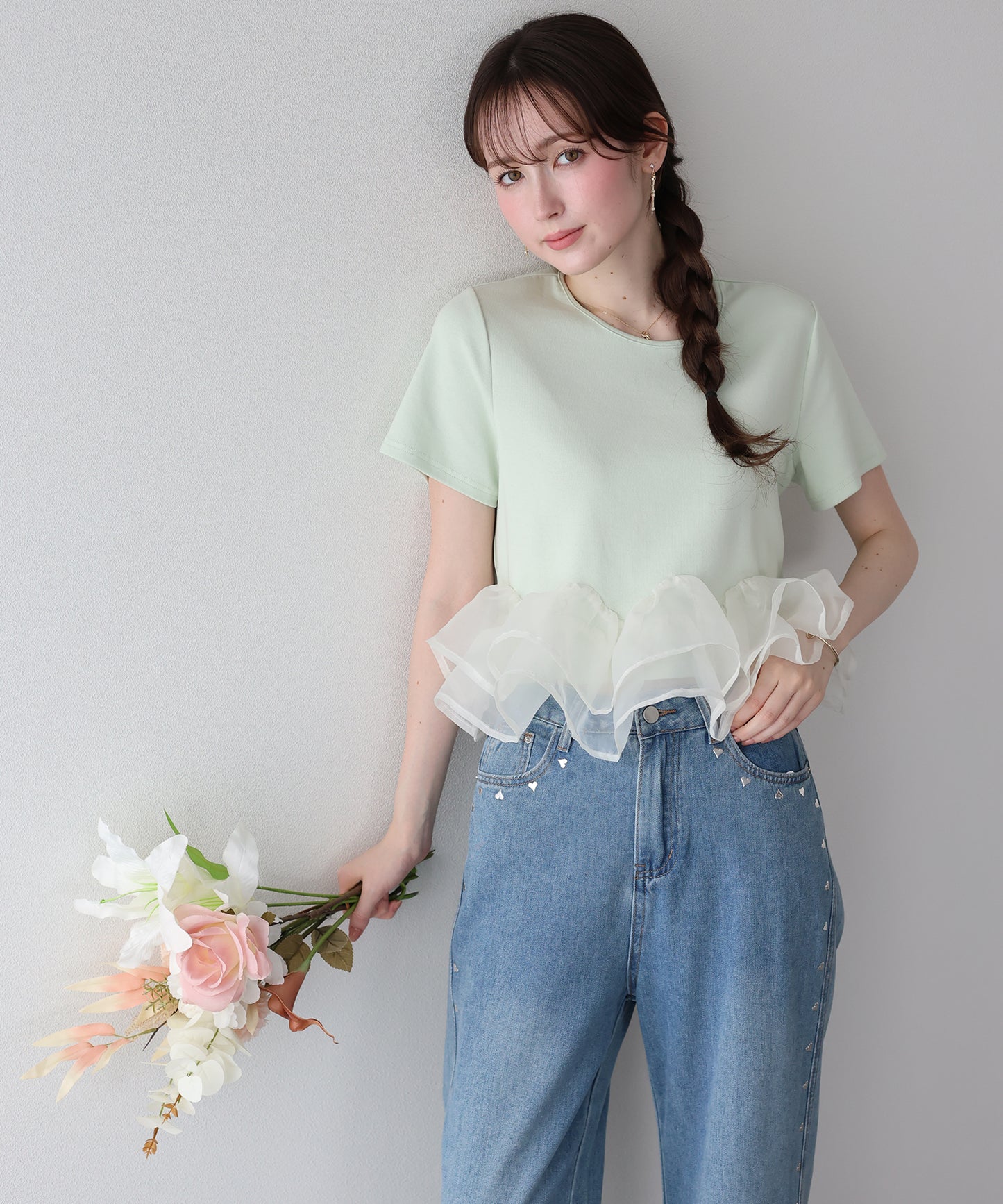 【早割5％OFF】ドッキングペプラムカットトップス【メール便】