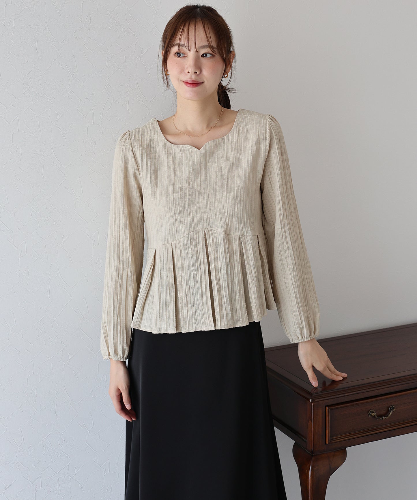 ハートネックプリーツブラウス【ネコポス】