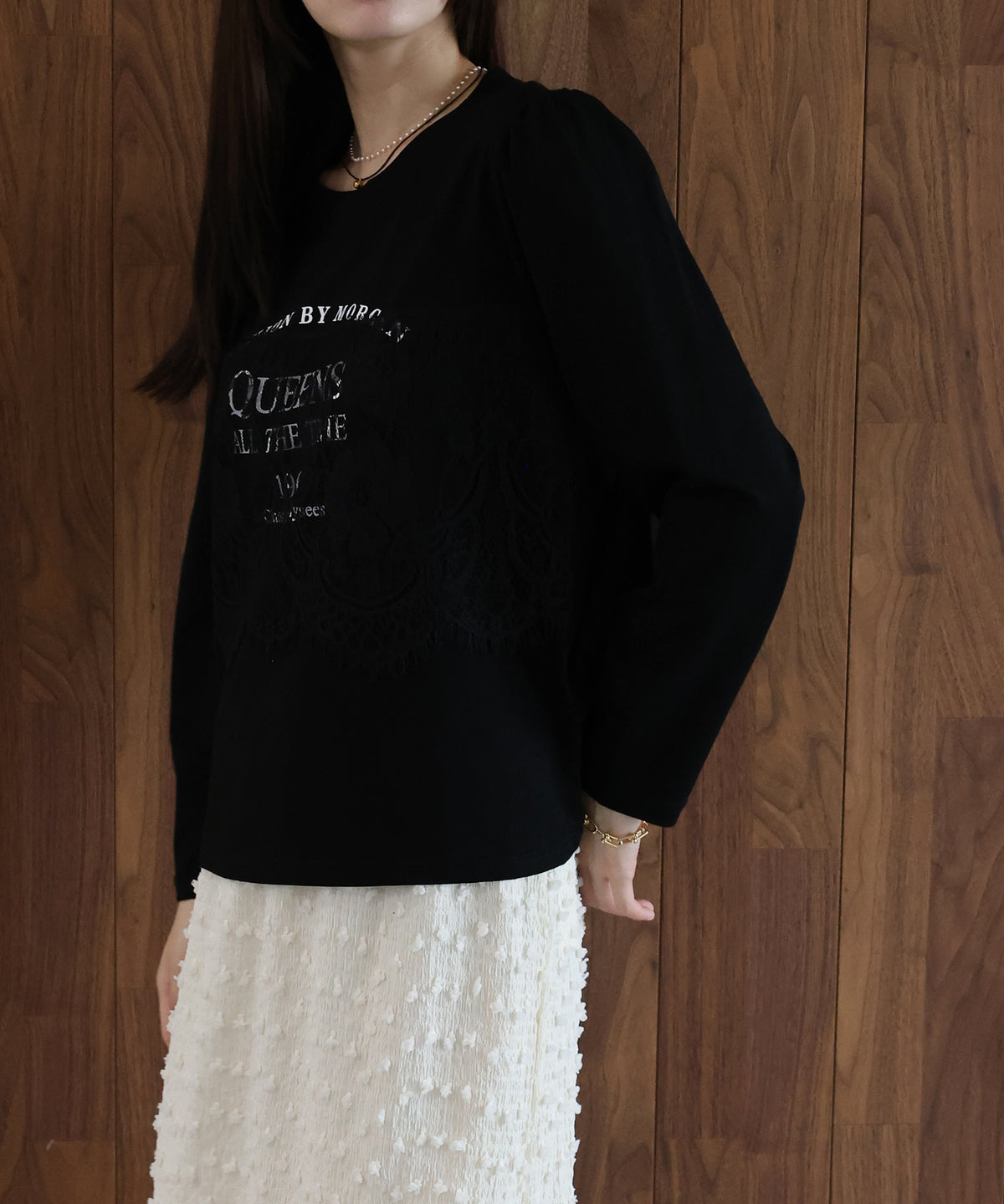 ロングスリーブレースドッキングロゴTシャツ【メール便】