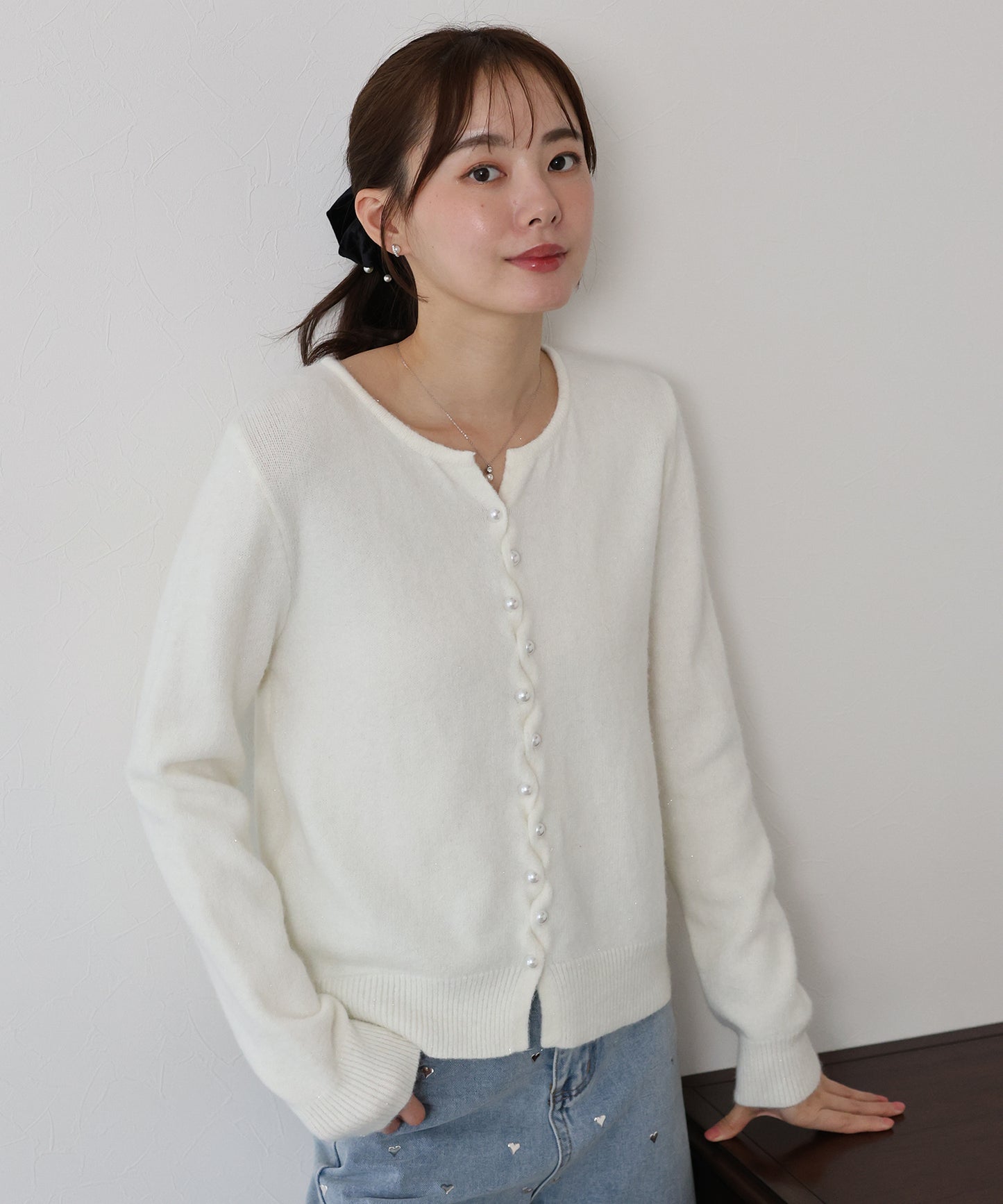 パールボタンラメカーディガン