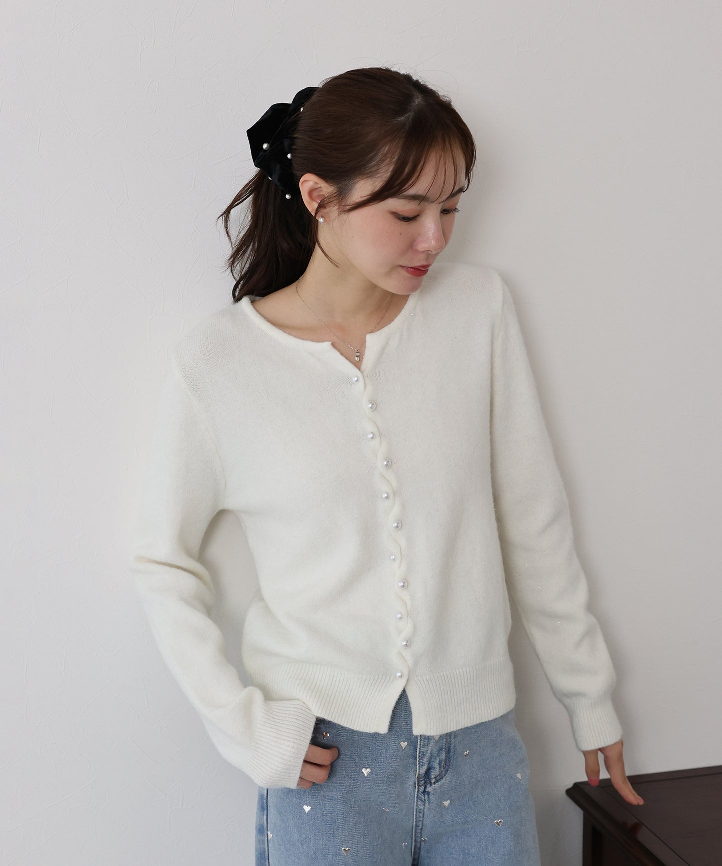 パールボタンラメカーディガン