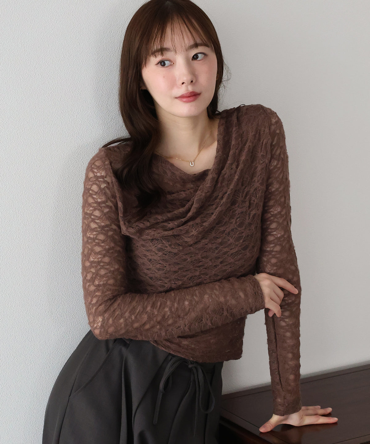 【早割5％OFF】レースドレープカットソー【メール便】
