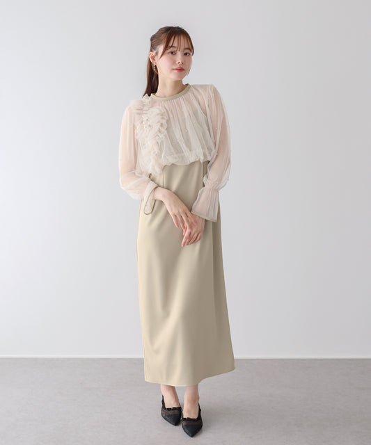 【早割5％OFF】パールブラウスセットドレス