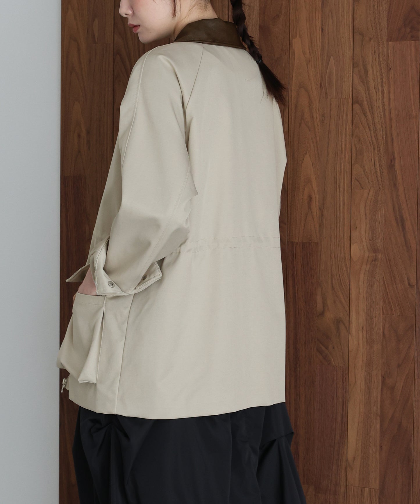 【早割5％OFF】レザー襟スプリングコート