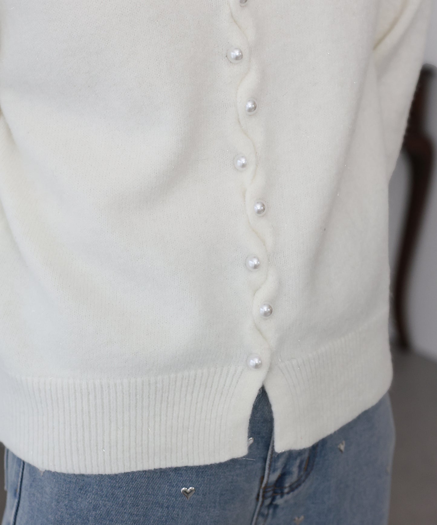 パールボタンラメカーディガン