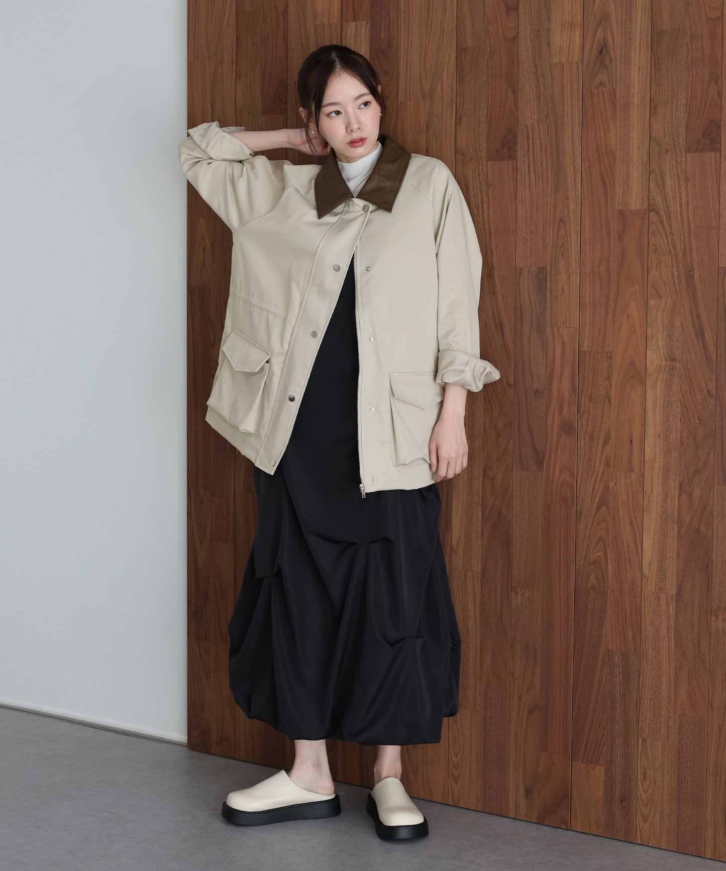 【早割5％OFF】レザー襟スプリングコート