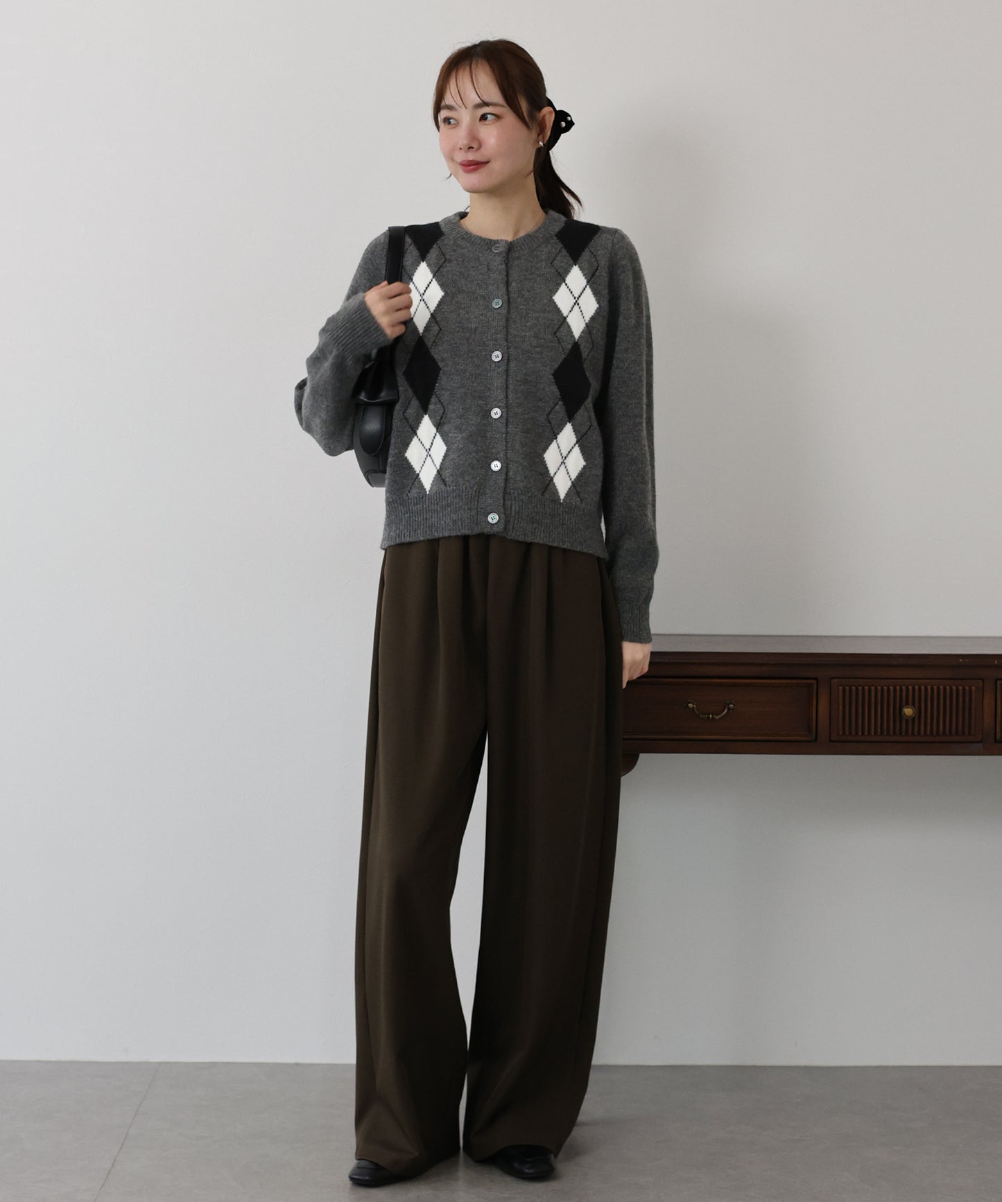 アーガイル柄カーディガン