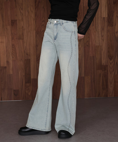 ウェーブラインデニムパンツ