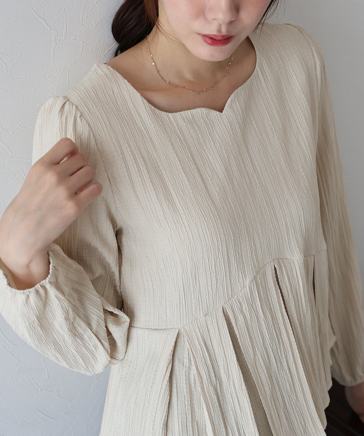 ハートネックプリーツブラウス【ネコポス】