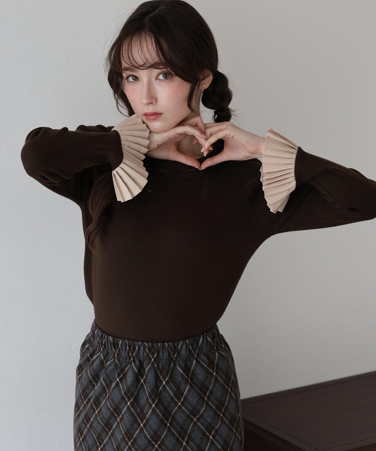 【早割5％OFF】袖口プリーツニット