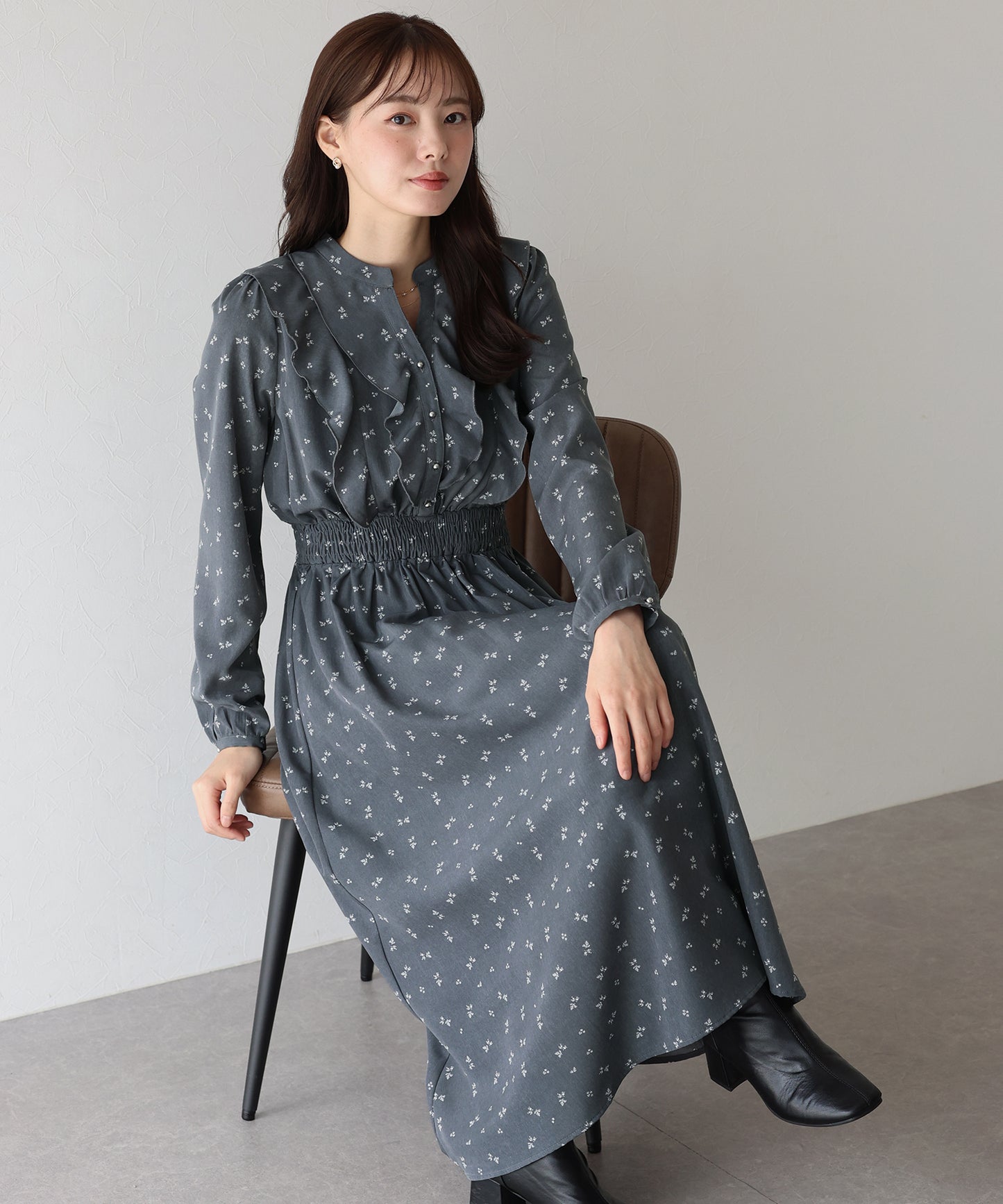 【早割5％OFF】フラワープリントフリルワンピース