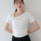 【TIME SALE】半袖アシメドレープTシャツ【ネコポス】